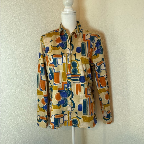 J. McLaughlin Tops - J. MCLAUGHLIN Women’s LG Cotton Long sleeve Button-Up Top Blouse
